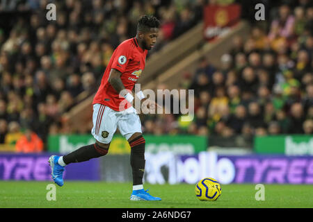 27. Oktober 2019, Carrow Road, Norwich, England, Premier League, Norwich City v Manchester United: Fred (17) von Manchester United in Aktion während des Spiels Credit: Mark Cosgrove/News Bilder Stockfoto