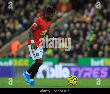 27. Oktober 2019, Carrow Road, Norwich, England, Premier League, Norwich City v Manchester United: Fred (17) von Manchester United in Aktion während des Spiels Credit: Mark Cosgrove/News Bilder Stockfoto