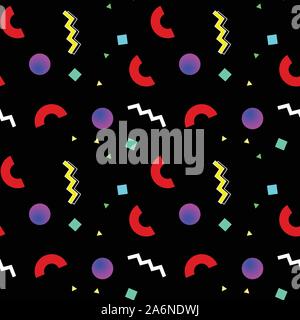 Memphis style nahtlose Muster mit 80er Jahre formen Stock Vektor