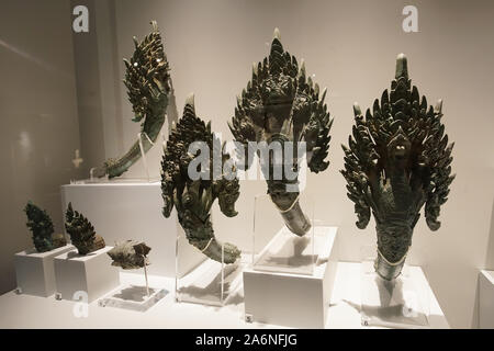 Khao Lak, Thailand - 26. August 2019: Ornamente für Royal Palanguin Kopieren vom Angkor Wat in Khao Lak National Museum. Stockfoto