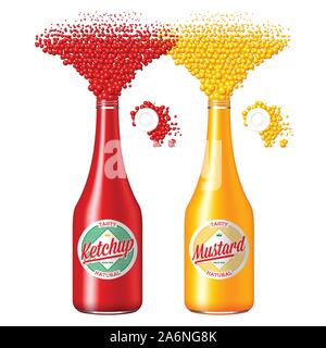 Flaschen Ketchup und Senf Stock Vektor