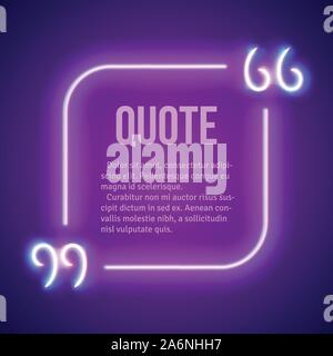 Retro neon leuchtenden Anführungszeichen frame Stock Vektor