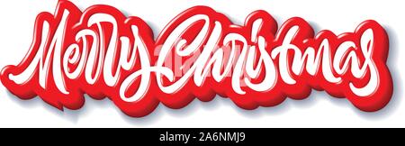 Frohe Weihnachten kalligrafischen handdrawn Schriftzug mit Puffy jelly Stil Stock Vektor