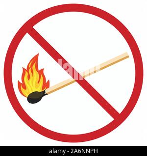 Kein offenes Feuer Zeichen auf weißem Hintergrund. Stock Vektor