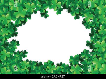 Saint Patricks Day Hintergrund mit gesprüht grünen Klee Blätter oder Shamrocks Stock Vektor