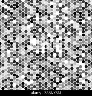 Monochrome nahtlose Honig Muster mit halftone hex Zellen in linearen Stil Stock Vektor