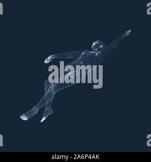 3D-Schwimmen Mann. Vektor Bild von einem Schwimmer. Menschlichen Körper. Sport Symbol. Design Element. Stock Vektor