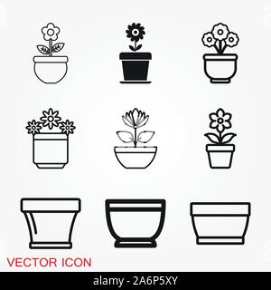 Blumentopf Symbol, vektorisiert Pflanzen in einen Topf, Blume Symbol Stock Vektor