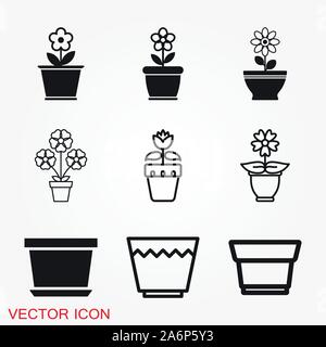 Blumentopf Symbol, vektorisiert Pflanzen in einen Topf, Blume Symbol Stock Vektor