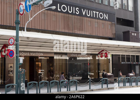 Louis Vuitton, Luxus Taschen Store Fassade, Kyoto, Japan, den 3. August 2019 Stockfoto