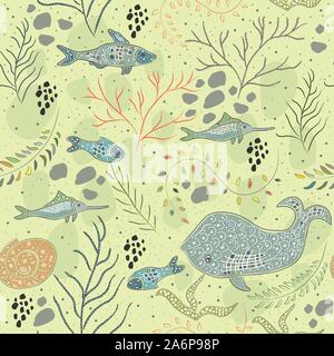 Hand gezeichneten Unterwasserwelt. Vector Illustration Stock Vektor