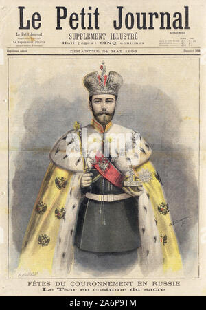 FÊTES LE COURONNEMENT DE RUSSIE LE TSAR EN KOSTÜM DU SACRE-FEIERLICHKEITEN IN RUSSLAND ZAR IM KOSTÜM DES SACRE - In "Le Petit Journal" Französische illustrierte Zeitung - 1896 Stockfoto