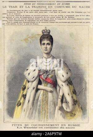 FÊTES DE LA TSARINE COURONNEMENT DE RUSSIE EN KOSTÜM DU SACRE-FEIERLICHKEITEN IN RUSSLAND TSARINE IM KOSTÜM DES SACRE-In 'Französisch Le Petit Journal" illustrierte Zeitung - Stockfoto