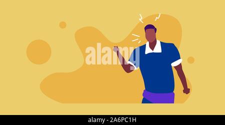 Wütend, wütend, Geschäftsmann, schreien, african american man schreien Rage stress Konzept Skizze portrait horizontale Vektor Illustration frustriert betonte Stock Vektor