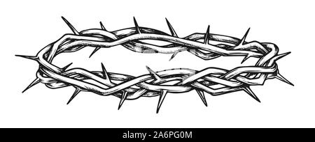 Dornenkrone religiöses Symbol monochromen Vector Stock Vektor