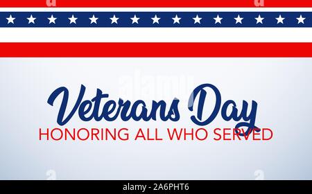 Veterans Day Feier Abbildung. HD Hintergrund Banner. Ehrt alle, die dienten. Stock Vektor