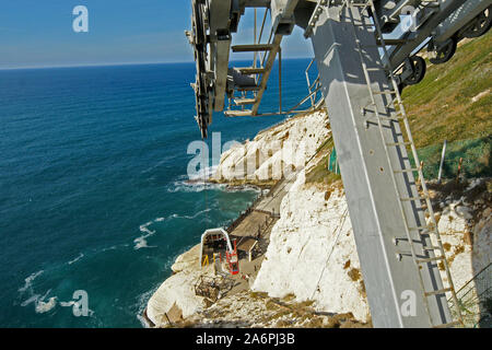 Israel, Rosh Hanikra, (lit Leiter der Grotten) an der Küste des Mittelmeeres gelegen, im westlichen Galiläa in der Nähe der Grenze zum Libanon. Th Stockfoto