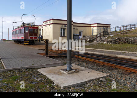 Snaefell Mountain Railway Zug in Laxey, von der Insel Man Stockfoto