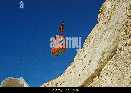 Israel, Rosh Hanikra, (lit Leiter der Grotten) an der Küste des Mittelmeeres gelegen, im westlichen Galiläa in der Nähe der Grenze zum Libanon. Th Stockfoto