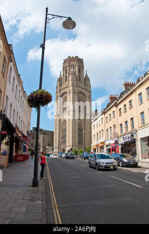 Die Queens Road und der Wills Memorial Building. Universität von Bristol. England Stockfoto