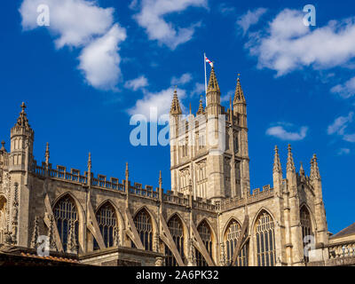 Die Abtei von Bath, eine Pfarrkirche von der Kirche von England und der ehemaligen Benediktinerkloster in Bath, Somerset, England. Stockfoto