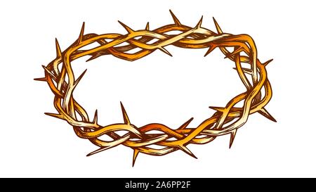 Dornenkrone antikes Werkzeug für Schmerzen Farbe Vektor Stock Vektor