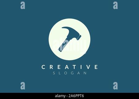 Design hammer Symbole im Kreise. Minimalistisches und modernes vektor design Geeignet für Gemeinschaft, Geschäfts-, Produkt- und Marken. Stock Vektor
