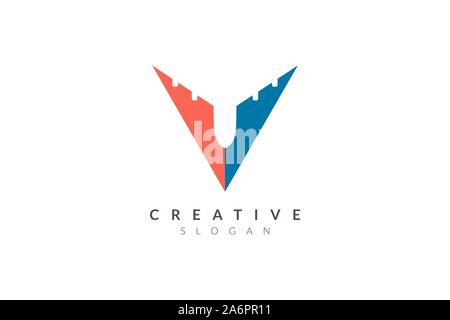 Ursprünglichen V Logo Design ähnelt einer Ebene. Minimalistisches und modernes Vector Illustration Design passend für Business oder Marke Stock Vektor
