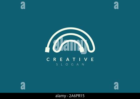 USB-Kabel Logo Design. Minimalistisches und modernes Vector Illustration Design passend für Business und Technologie Marken Stock Vektor