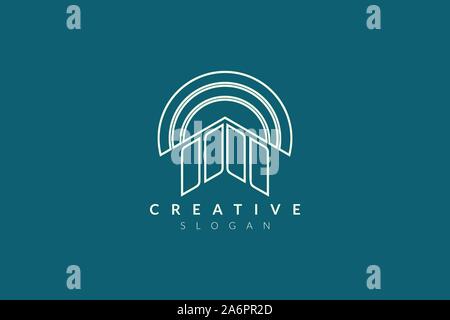 Logo Design des Gebäudes mit einem runden Dach. Minimalistisches und modernes Vector Illustration Design passend für Business und Marken Stock Vektor