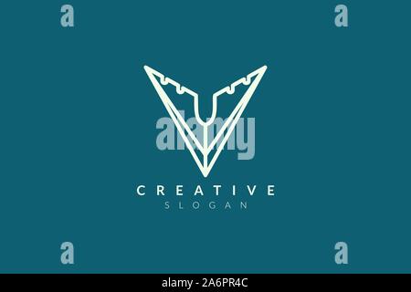 Ursprünglichen V Logo Design ähnelt einer Ebene. Minimalistisches und modernes Vector Illustration Design passend für Business oder Marke Stock Vektor