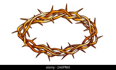 Dornenkrone antikes Werkzeug für Schmerzen Farbe Vektor Stock Vektor