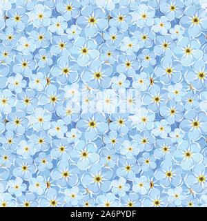 Vektor nahtlose Hintergrund mit kleinen blauen Vergißmeinnicht Blumen. Stock Vektor