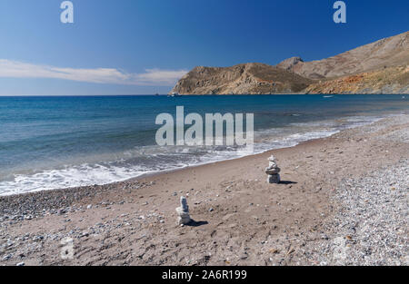 Eristos Strand, Tilos, Dodecanese Inseln, südliche Ägäis, Griechenland. Stockfoto