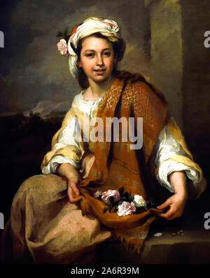 Die FLOWER GIRL 1665 Bartolomé Esteban Murillo (1618-1682) Spanien Spanisch Stockfoto