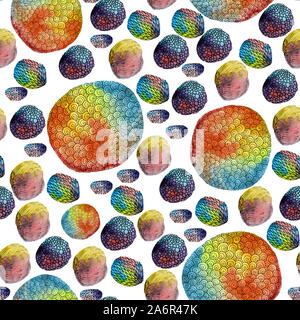 Aquarell Bunter Kreis Kugel nahtlose Muster mit Liner Muster Stockfoto