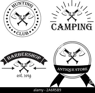 Satz von Vintage Labels/Logos mit Achsen Stock Vektor