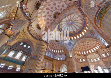 Innenraum der blauen Moschee, Istanbul, Türkei. Stockfoto