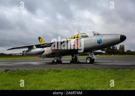 Ein Folland Gnat F1, das zum Gnat Display Team auf dem North Weald Airfield gehört Stockfoto