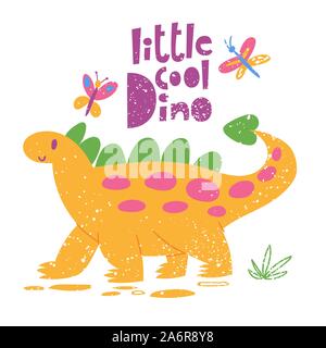 Coole Kids style Poster mit niedlicher Dinosaurier Stegosaurus und Beschriftung. Stock Vektor