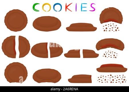 Abbildung auf Thema große verschiedene Keks, Kit buntes Gebäck Cookie. Cookie aus der sammelbaren Natürliche leckeres Essen, Kekse, Gebäck, Acces Stock Vektor