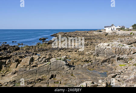 An der felsigen Küste, Batz-sur-Mer Stockfoto