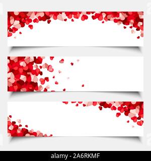 Vektor Valentinstag Web Banner mit roten und rosa Herzen. Stock Vektor