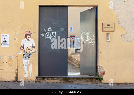 Italien, Toskana, Lucca, kommunale Teatro del Giglio Stage Door Stockfoto