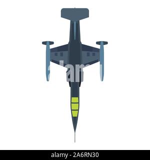 Interceptor Flugzeuge Militär illustration Luftfahrt Top view Vektor icon. Jet fighter marine Ebene anzugreifen. Kriegsführung Geschwindigkeit des Fahrzeugs Stock Vektor