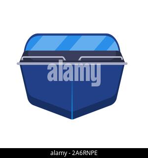 Motorboot Vorderansicht Vektor flachbild Symbol Abbildung. Isolierte Kreuzfahrt Schiff reisen. Marine power Schiff Wasser Cartoon Stock Vektor