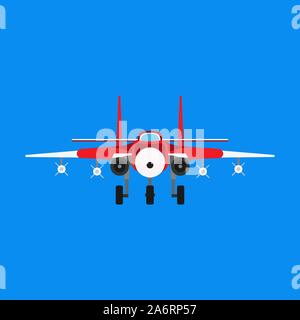 Kampfflugzeuge vektor Symbol der militärischen Ebene Vorderansicht. Supersonic Angriff jet Krieg kraft transportieren. Cockpit cartoon Bomber Stock Vektor