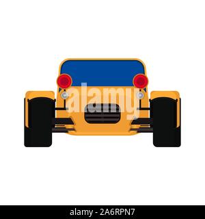 Sport gelb Auto Vorderansicht vektor Transport. Die Geschwindigkeit des Fahrzeugs race Power concept. Teures Modell cartoon Flachbild retro exotische hybrid Garage Stock Vektor