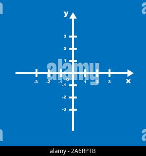 Kartesisches Koordinatensystem Flugzeug Diagrammachse Diagramm weiß. Grafik Daten Symbol Pfeil Richtung illustration Vektor. Mathe plot funktion design Stock Vektor