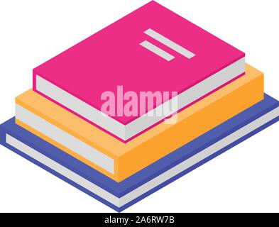 Stapel Schulbücher Symbol, isometrische Stil Stock Vektor